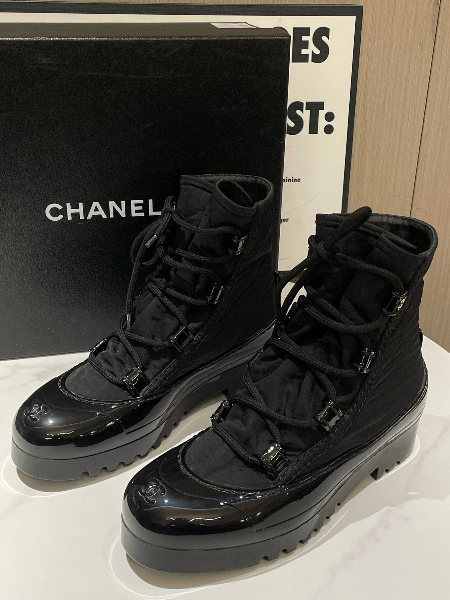 Polarr Snow Boots Chanel Puffer Boots Black Snow Boot