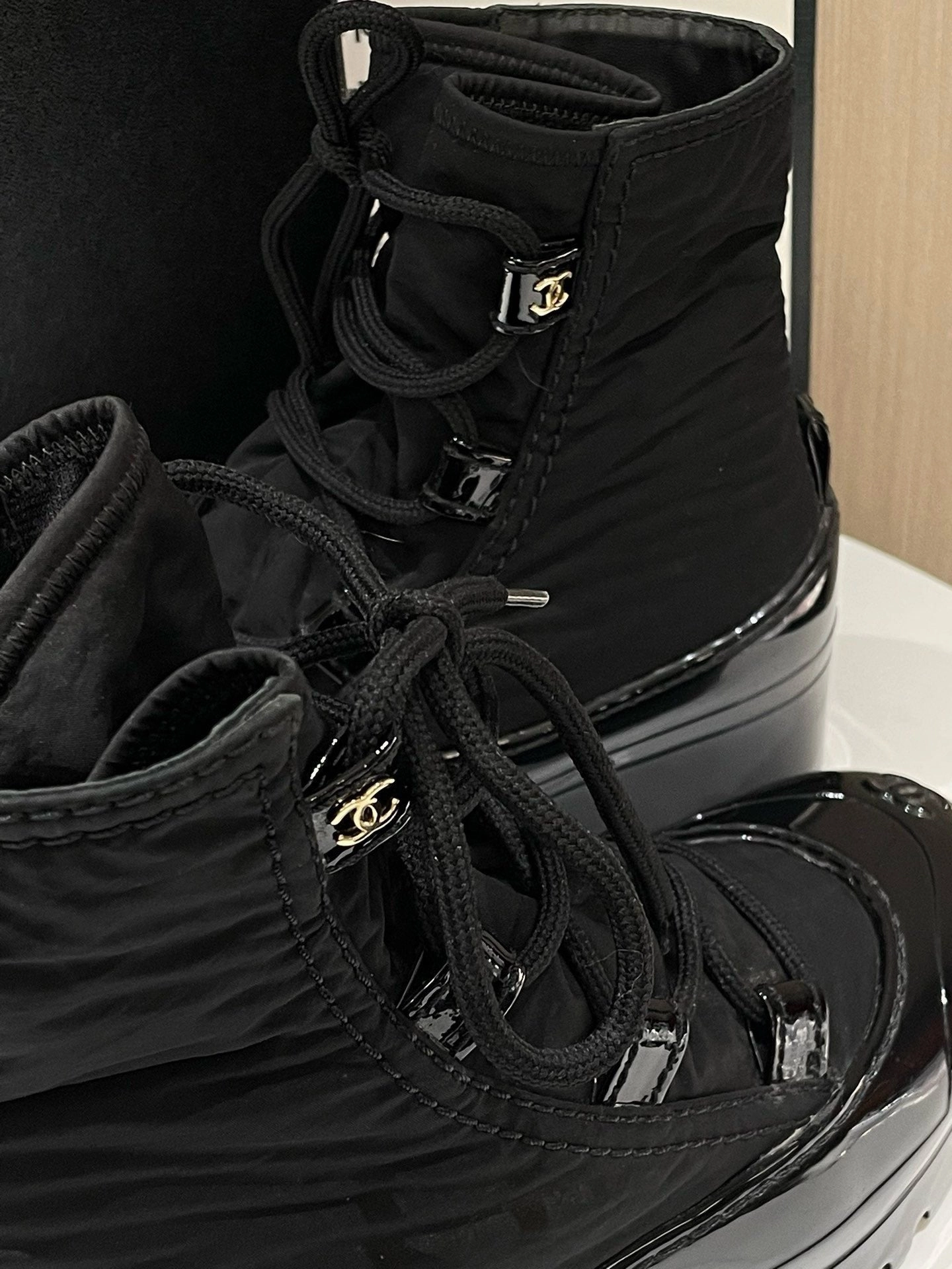 Ugg Vibram Snow Boots Chanel Puffer Boots Black Snow Boot