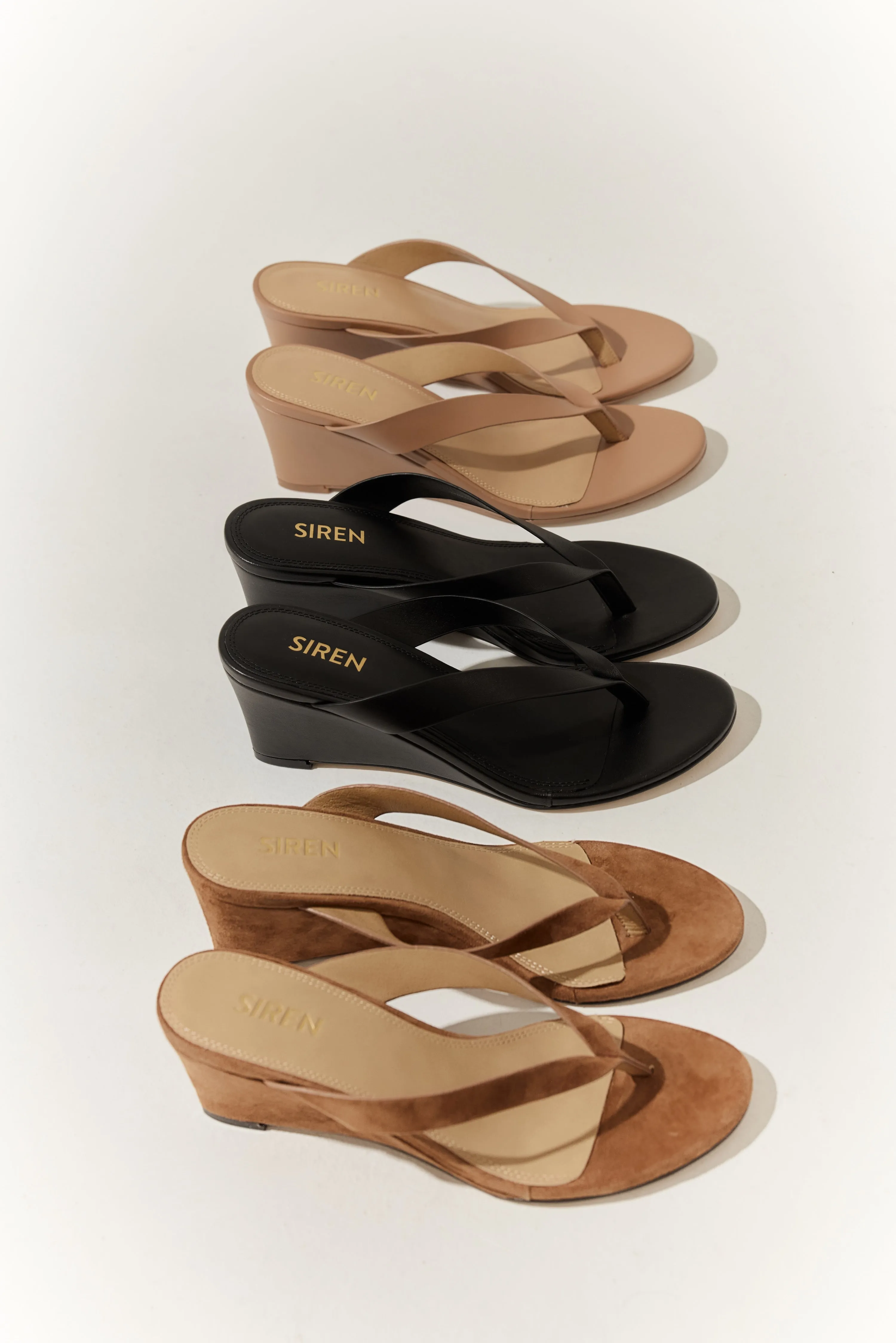 Knee High Sandals Heels Charlize Thong Wedges - Black Leather