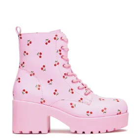 Cherry Passion Platform Boots - Baby Pink Low Cut Leather Ankle Boots