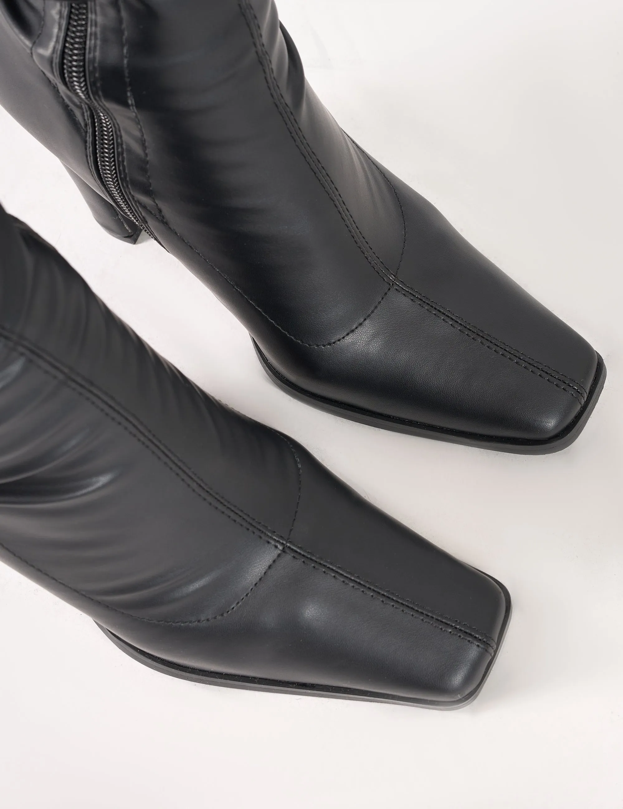 Boots With Heels Knee High Acquaria Black Pu Over the Knee Flared Heel Boots