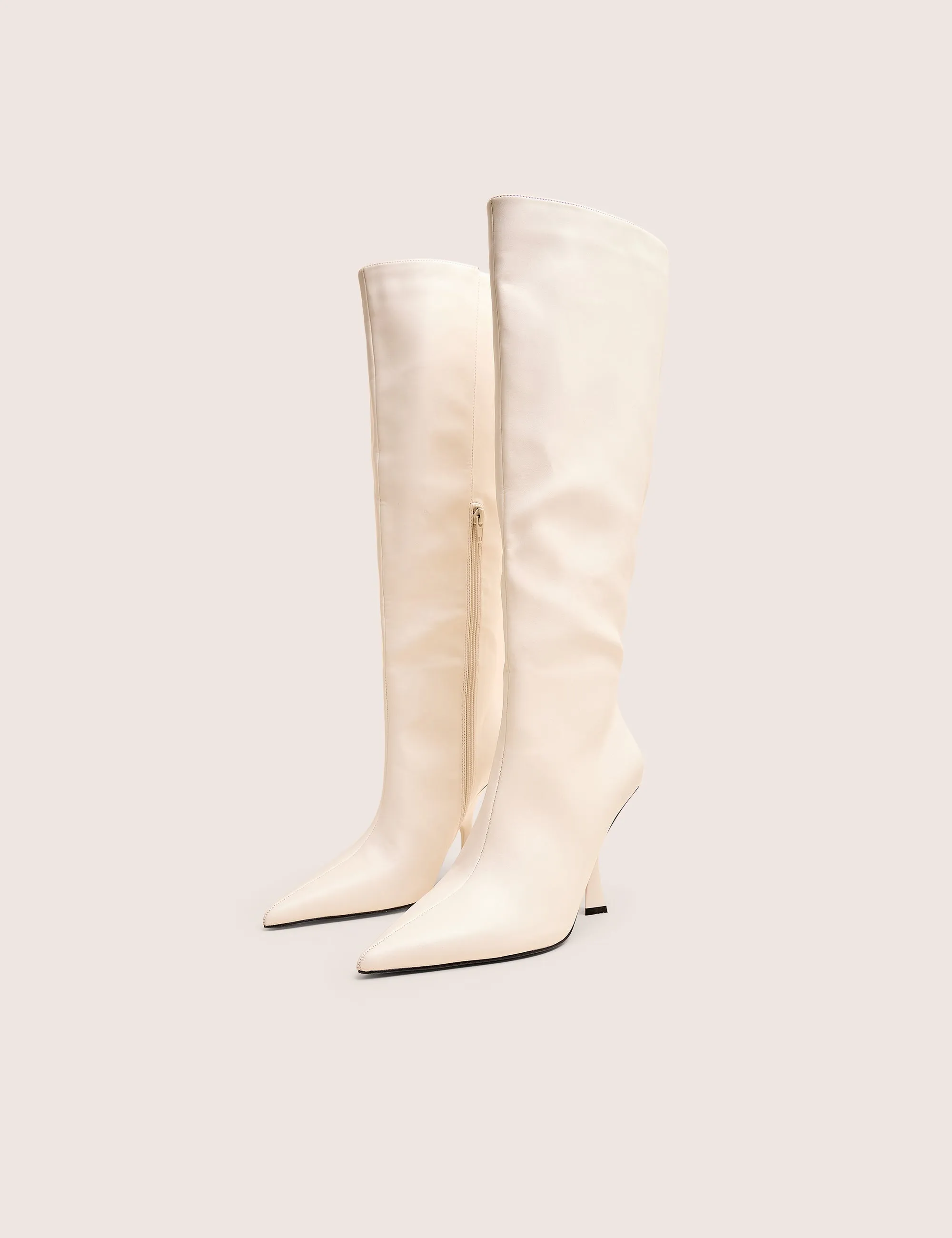 Third Date White Pointed Toe Knee High Boots High Knee Boots Platform