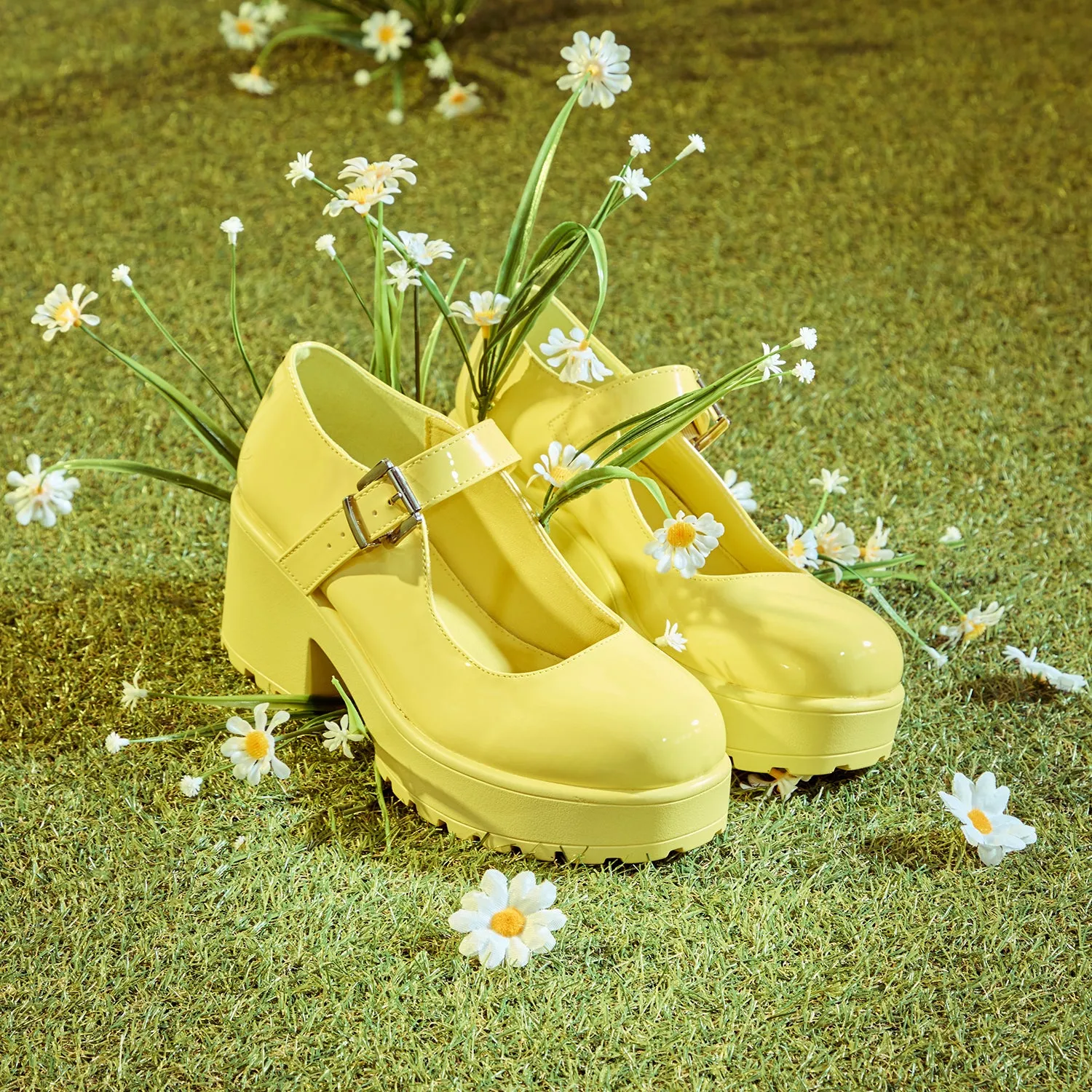 Tira Mary Jane Shoes 'Sunshine Yellow Edition' Dr Martens Bethan Quad Mary Jane Flat Shoes