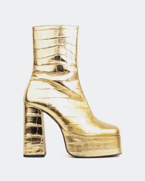 Cloud Bronze Croco Ankle Boots Dress Formal