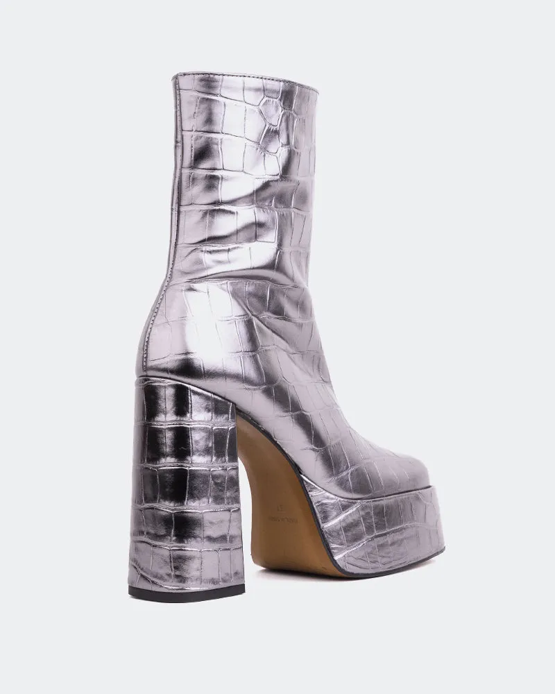 Ankle Boots Size 34 Cloud Pewter Croco