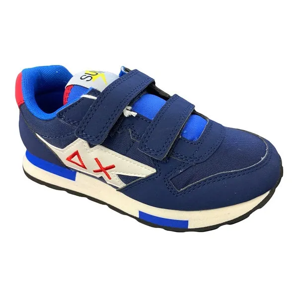 Sun68 scarpa sneakers da bambino con velcro Niki Solid Z32318 07 blu Boxing Sneakers