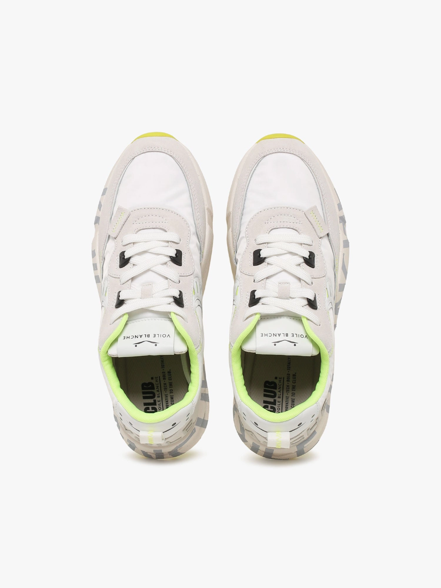 Leather Flat Ballet Shoes Club 01 White Yellow suede Nylon