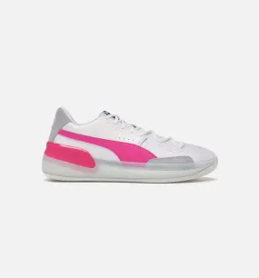 Running In Basketball Shoes Clyde Hardwood Mens Basketball Shoe - White/Pink