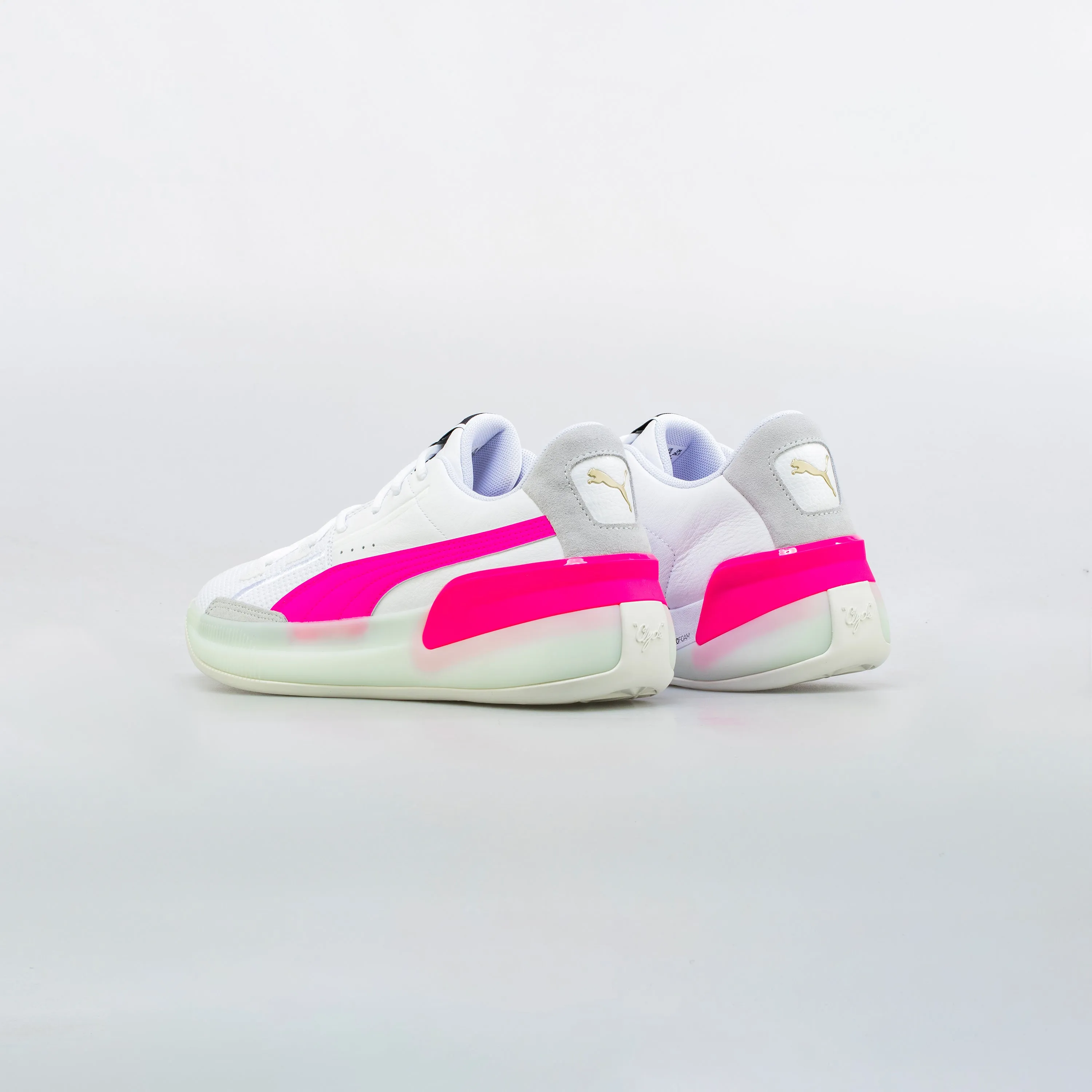 Clyde Hardwood Mens Basketball Shoe - White/Pink Customize Your Own Basketball Shoes Online