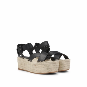 Lace Up Espadrille Platform Sandals Leather sandals with platform sole