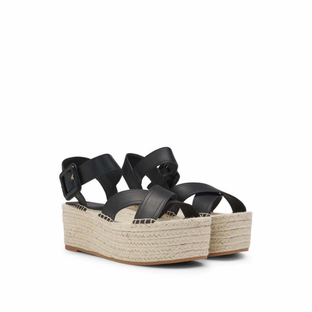 Lace Espadrille Leather sandals with platform sole