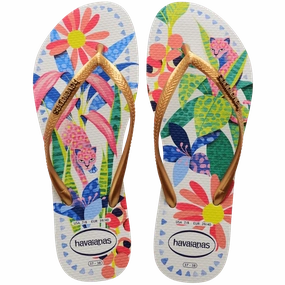 Slippers With Arches HAVAIANAS SLIM TROPICAL - WHITE.BLUE