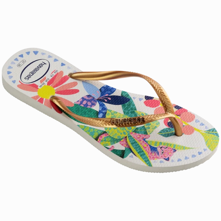 HAVAIANAS SLIM TROPICAL - WHITE.BLUE Animal House Slippers