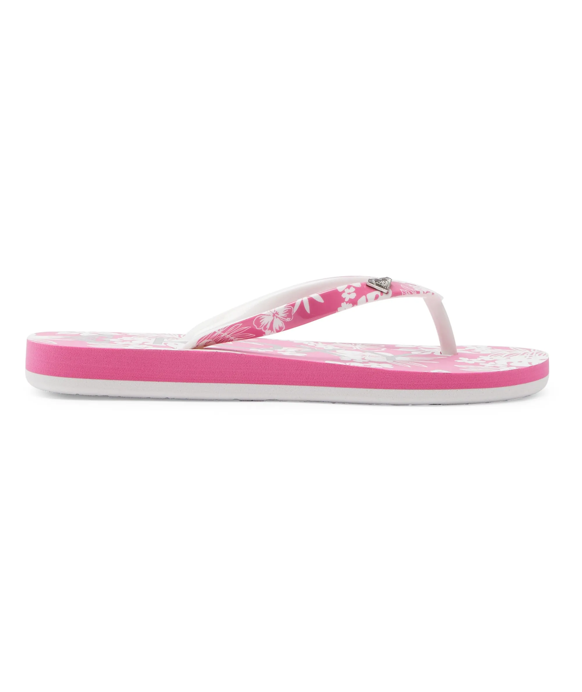 Roxy RG Pebbles VII Sandal-Crazy Pink Flower Relaxed Fit Luxe Foam Flip Flops