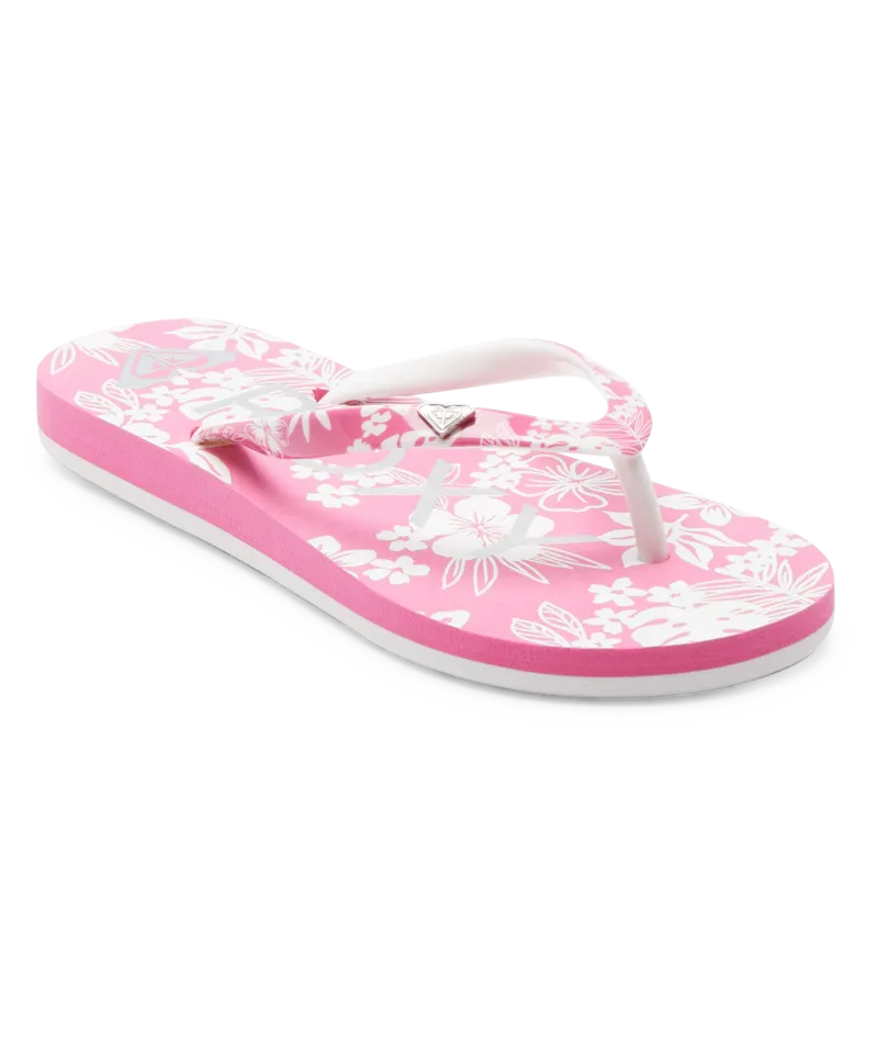 Roxy RG Pebbles VII Sandal-Crazy Pink Flower Zero Drop Flip Flops