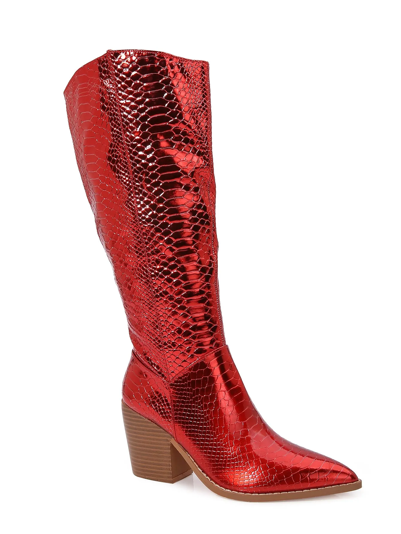 Good Combat Boots LILIBETH Red Metallic Cowboy Boot