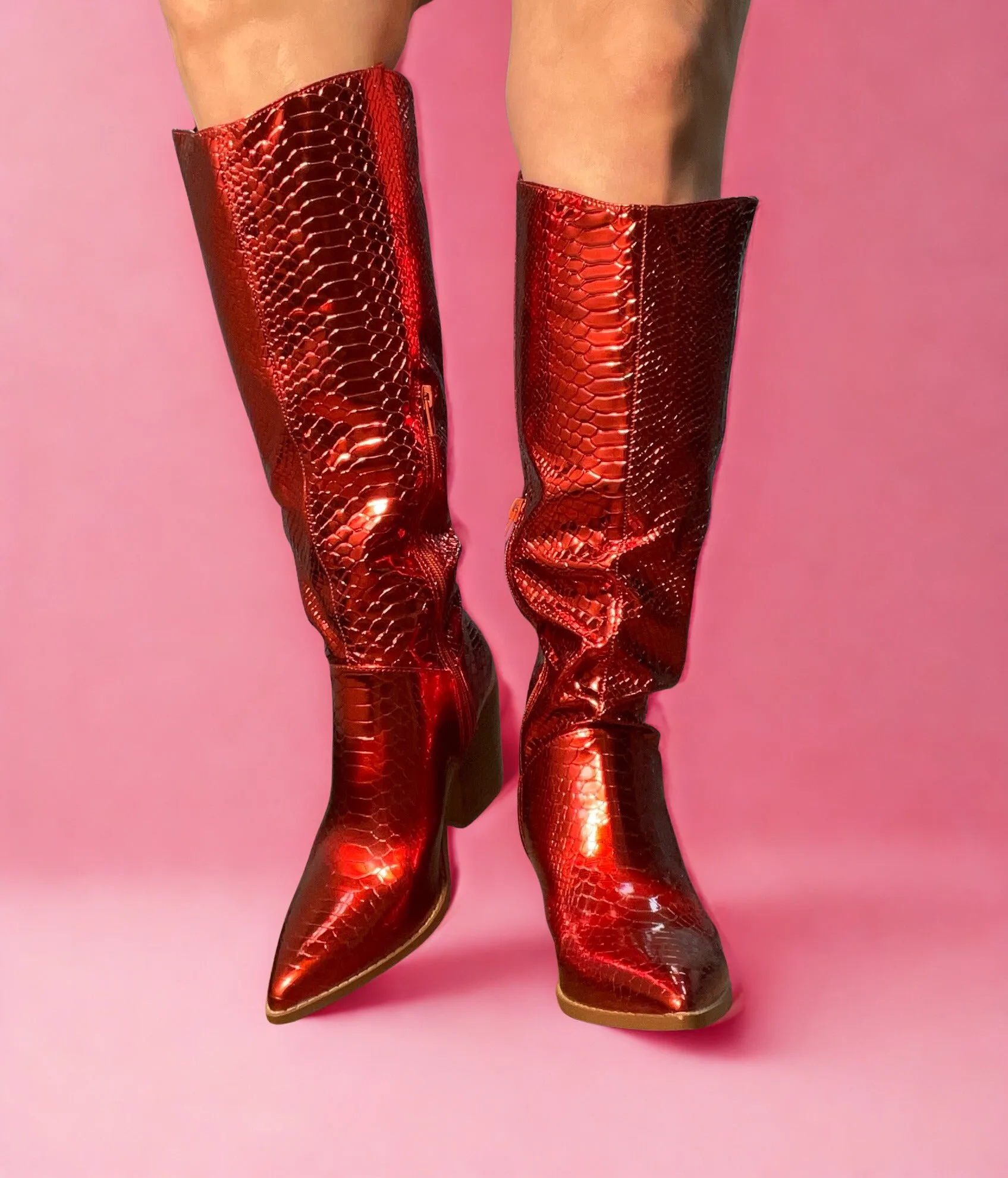 Snapping Turtle Boots LILIBETH Red Metallic Cowboy Boot