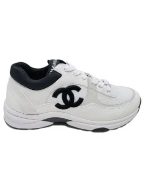 Sneakers Tennis Shoes CC Logo Suede Tennis Low Top Sneakers Black Chanel