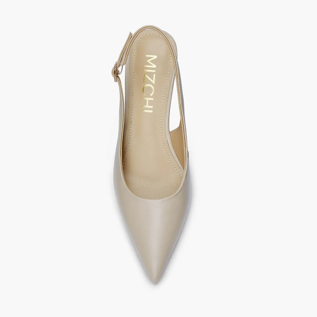High Heels For Cocktail Dresses *ELLIOT - beige leather slingback wedge