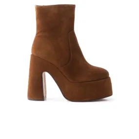 Slouch Ankle Boots Flat Leather Daze Brown Suede
