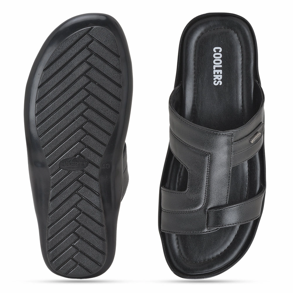 Coolers By Liberty LAF-227 Casual Black Slippers For Men Suede Fluff Slippers Tizzey