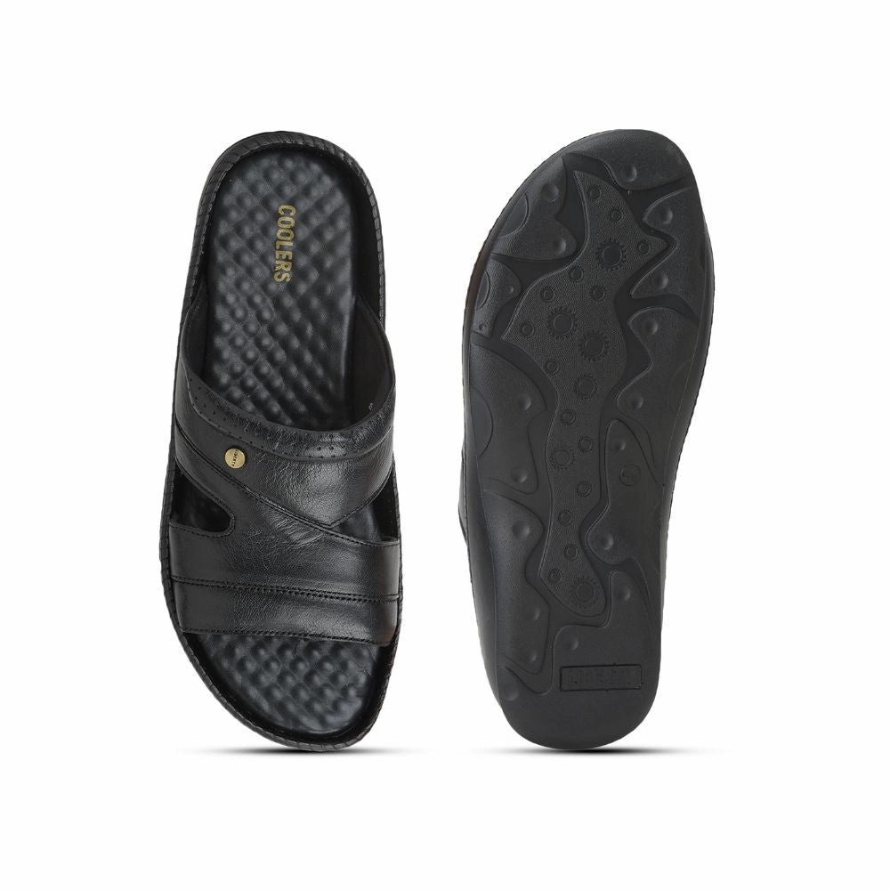 Mahabis Slippers COOLERS Casual (Black) Slippers For Men STEAMER-02 By Liberty