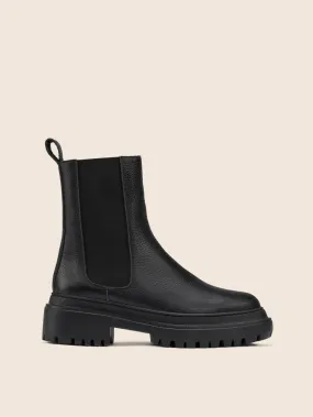 Cortina Black Lined Boot Chelsea Boots With Platform Sole
