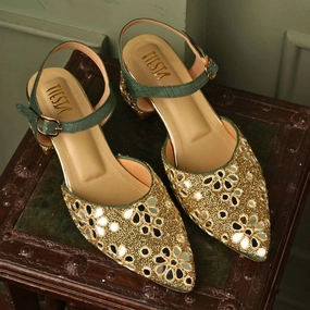 Custom Green mirror block heels High Heeled Boot