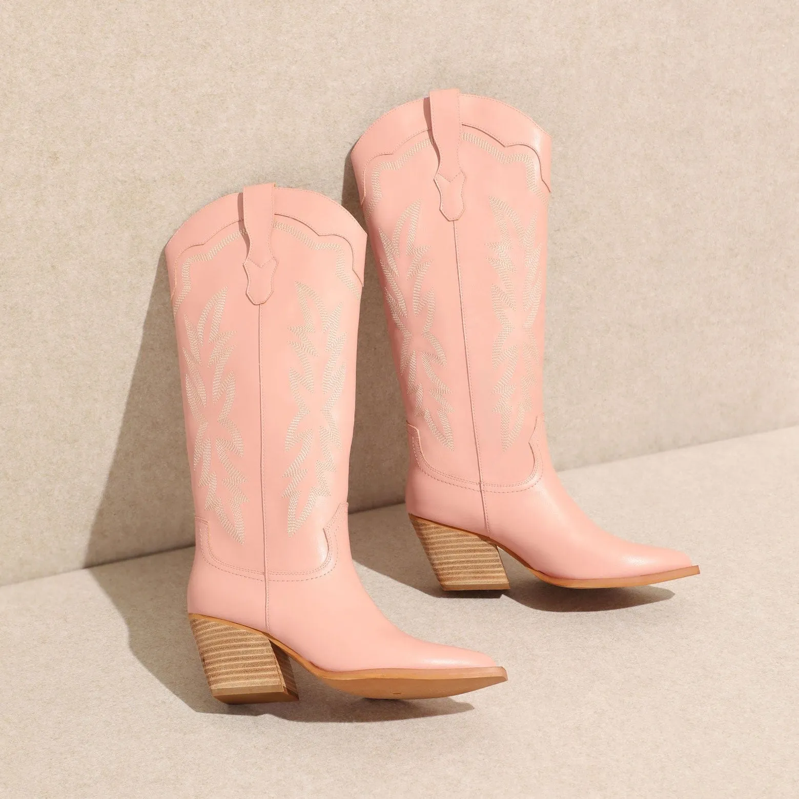 INDIGO Pink Cowboy Boot Platform Over The Knee Boots