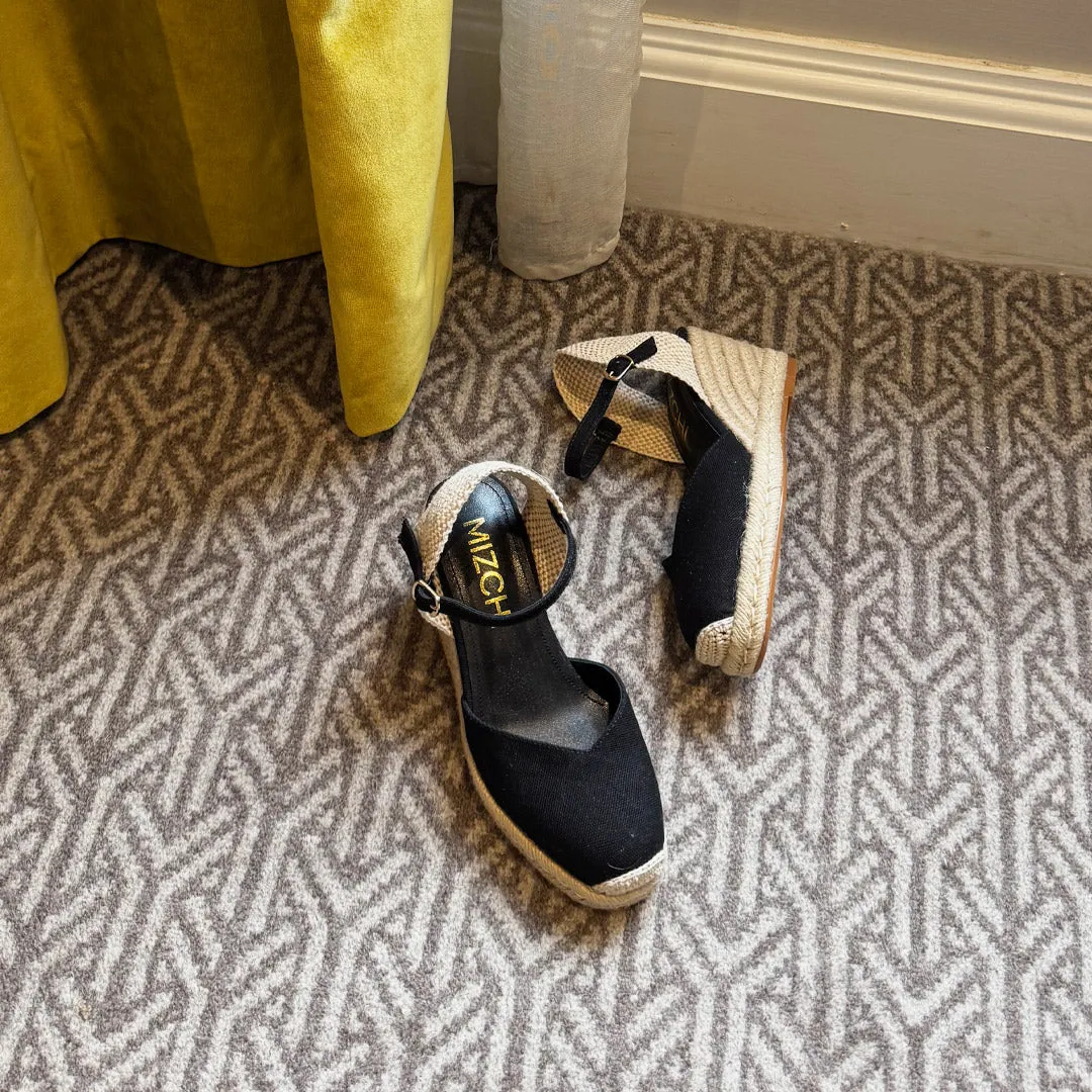 High Heels Class *VITTORIA - black ankle strap espadrilles