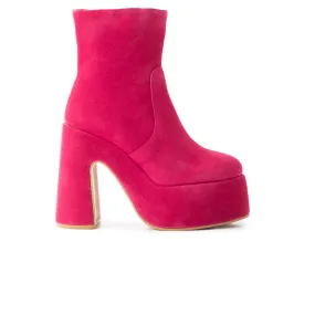 Daze Fuchsia Suede Ankle Boots Leather Wedge