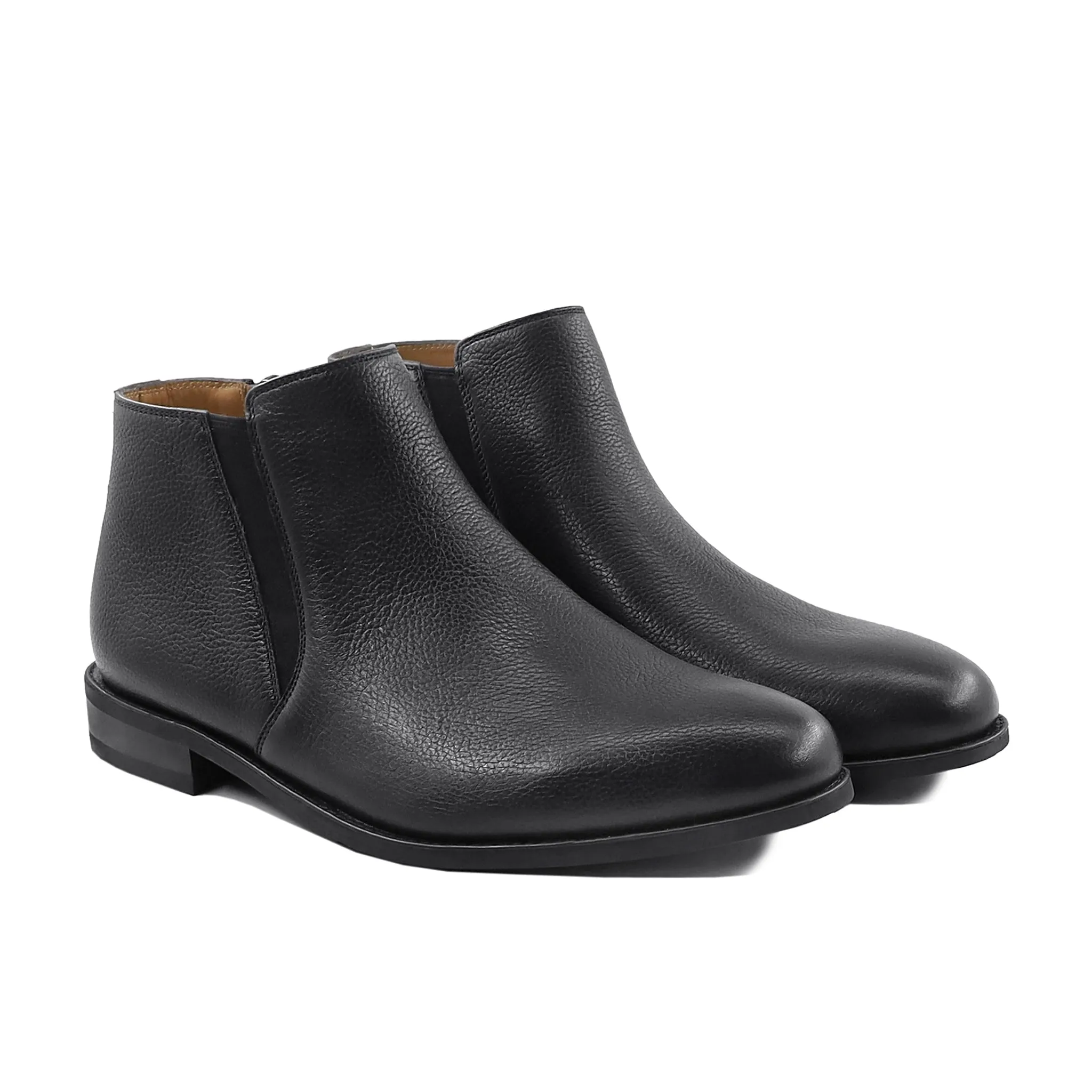 Deja - Men's Black Pebble Grain Leather Chelsea Boot Redwood Chelsea Boots