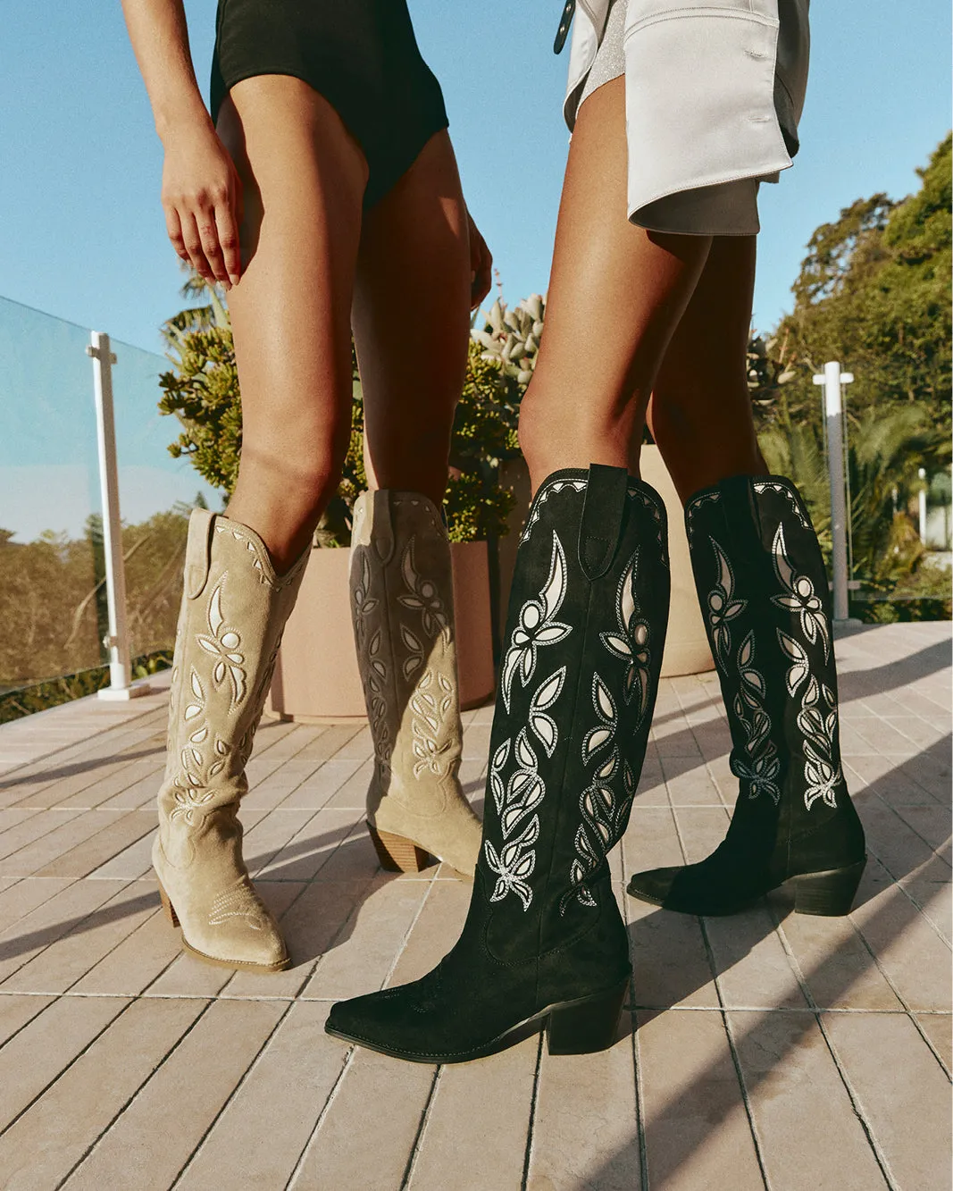 DELLA - TAUPE SUEDE Wide Calf Kitten Heel Boots