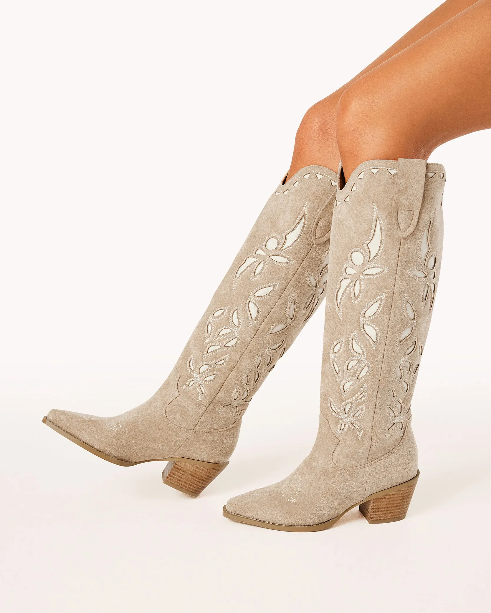 DELLA - TAUPE SUEDE Steel Toe Cowgirl Boots
