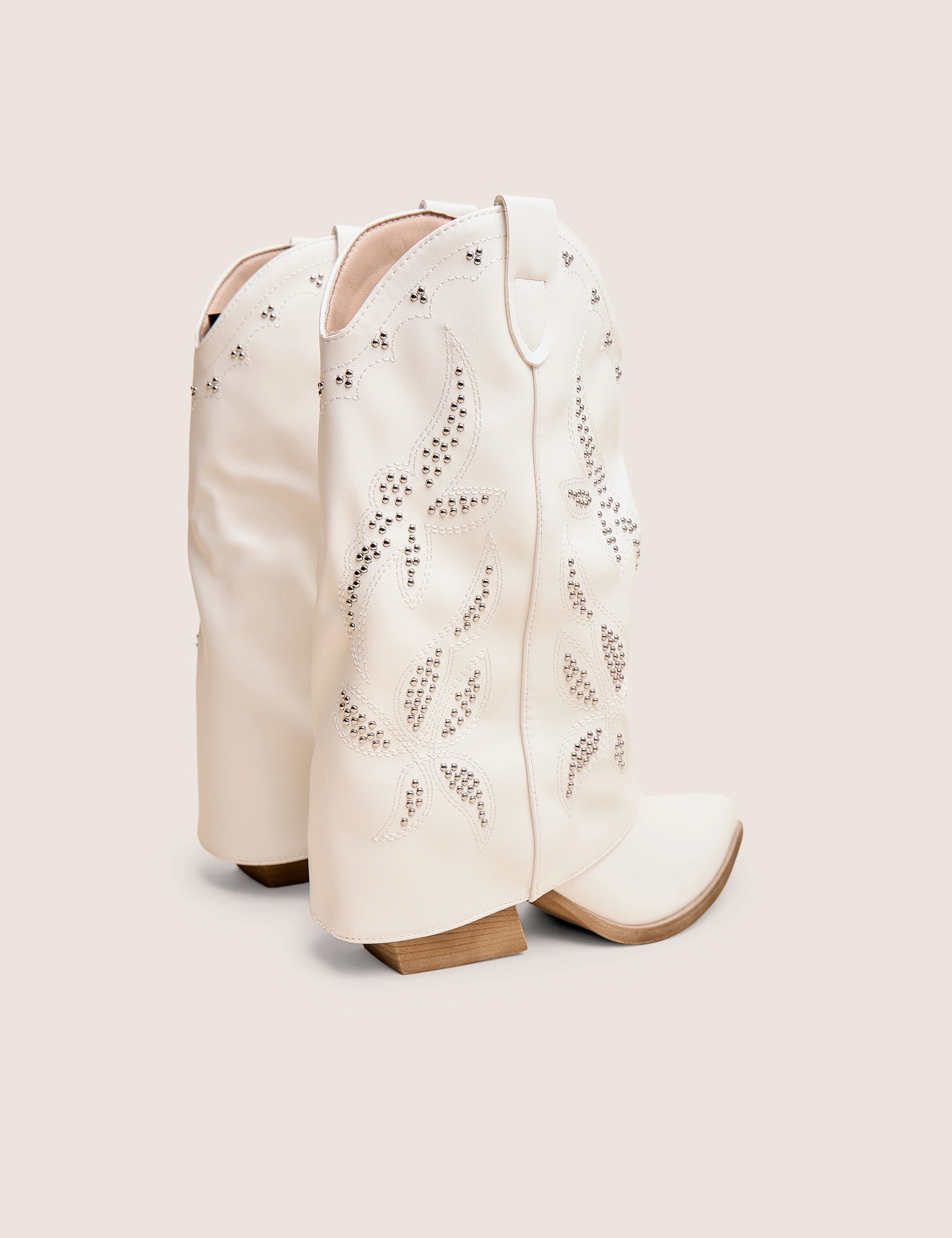 Chicken Rain Boots Dixie White Fold Over Studded Western Ankle Boots