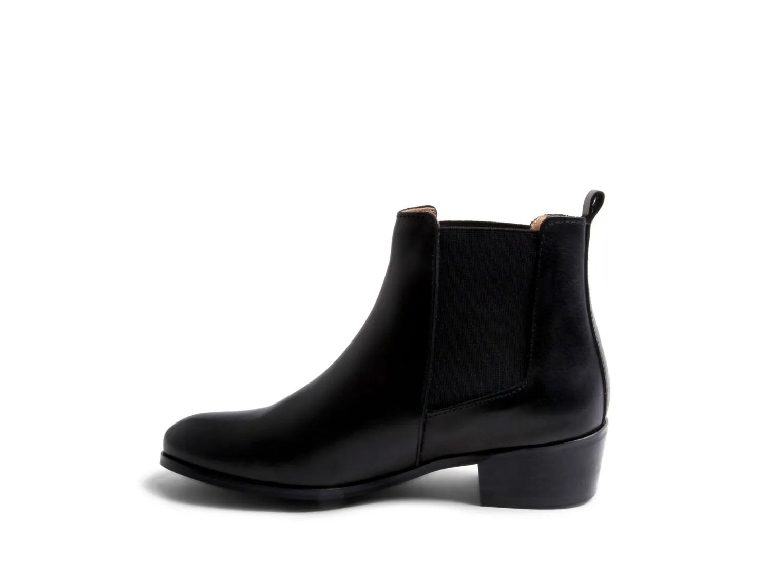 DOVER BLACK LEATHER Chelsea Boots Mid Heel