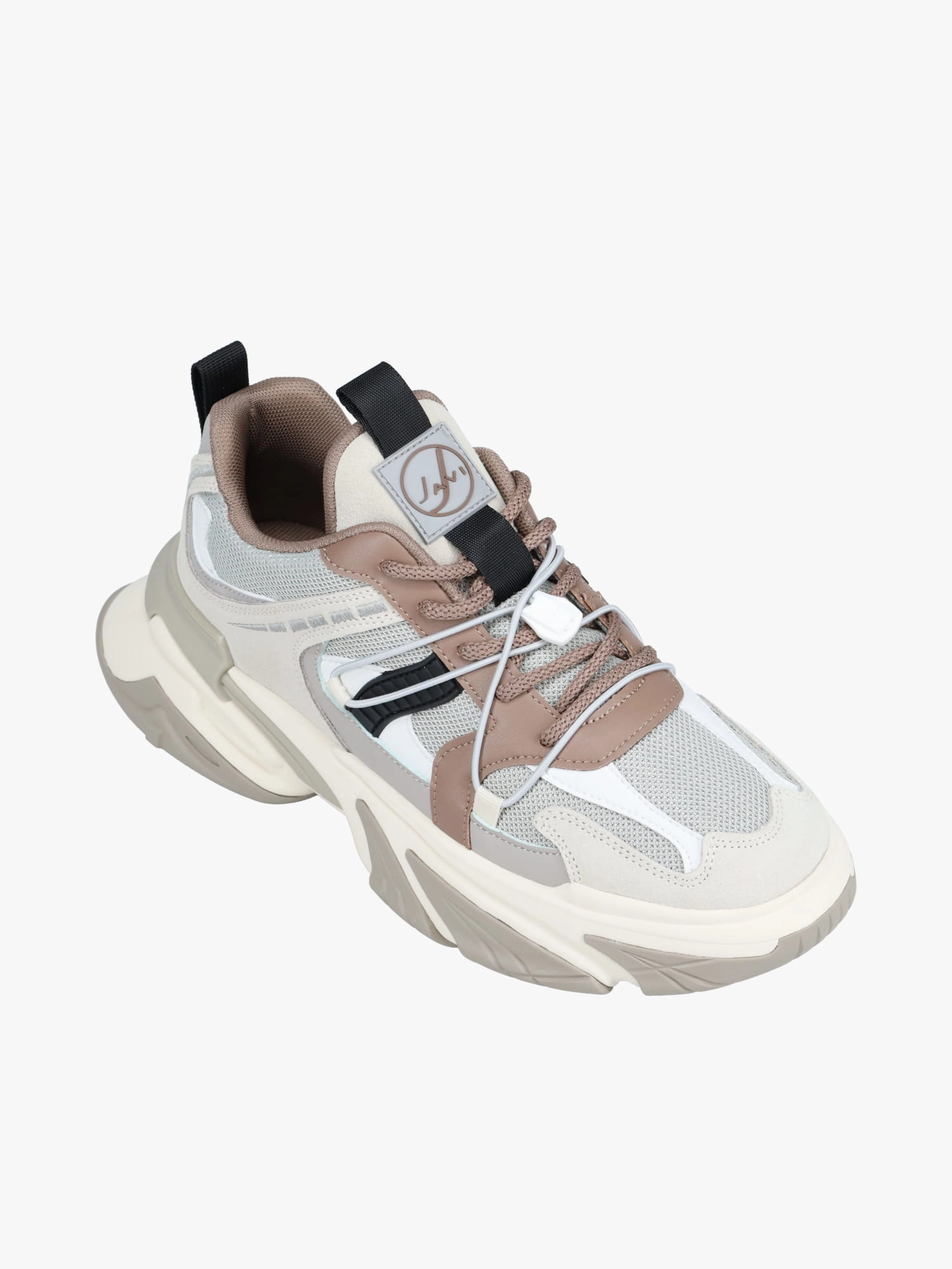 Dragon Beige Suede Mesh Spiked Flat Shoes