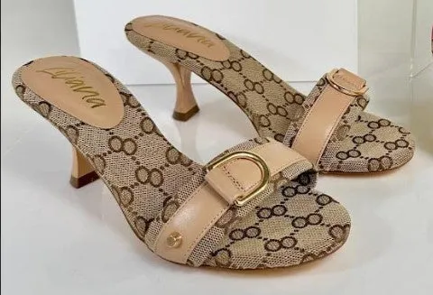 CICI-1 Nude Print Kitten Heel Running Shoes With Higher Heel Drop