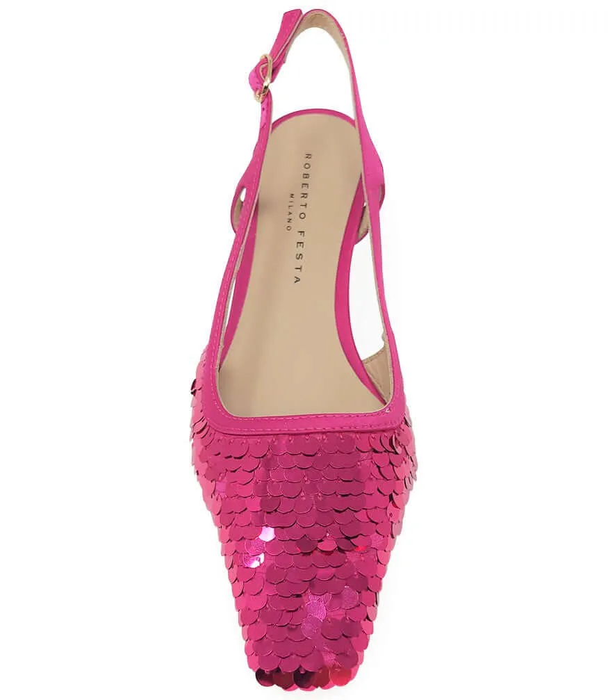 Roberto Festa Fuchsia Sequence Snip Slingback Heel High Heel Shoes Turn Into Flats