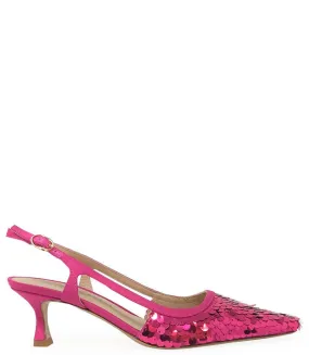 High Heels Drive Roberto Festa Fuchsia Sequence Snip Slingback Heel