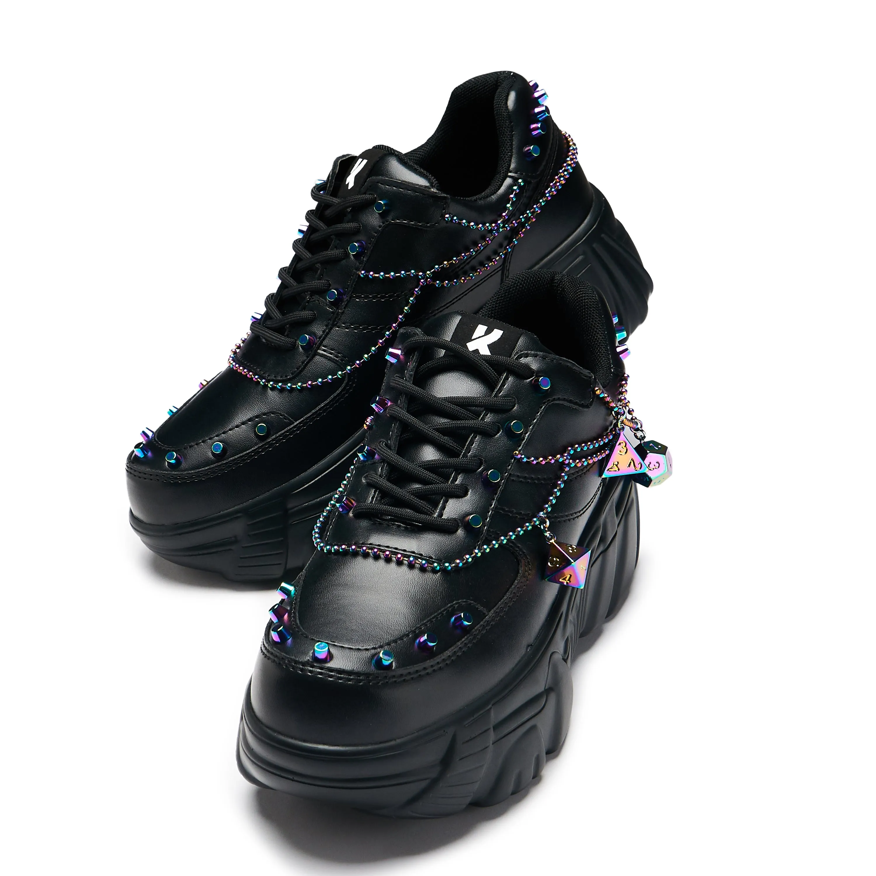 Girls Comfortable Mary Jane Shoes Dungeon Dice Mystic Charm Trainers - Rainbow