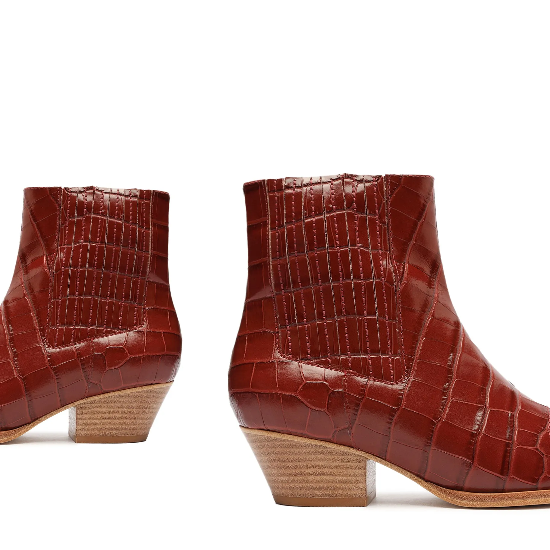 Briani Crocodile Embossed Leather Bootie Adieu Chelsea Boots