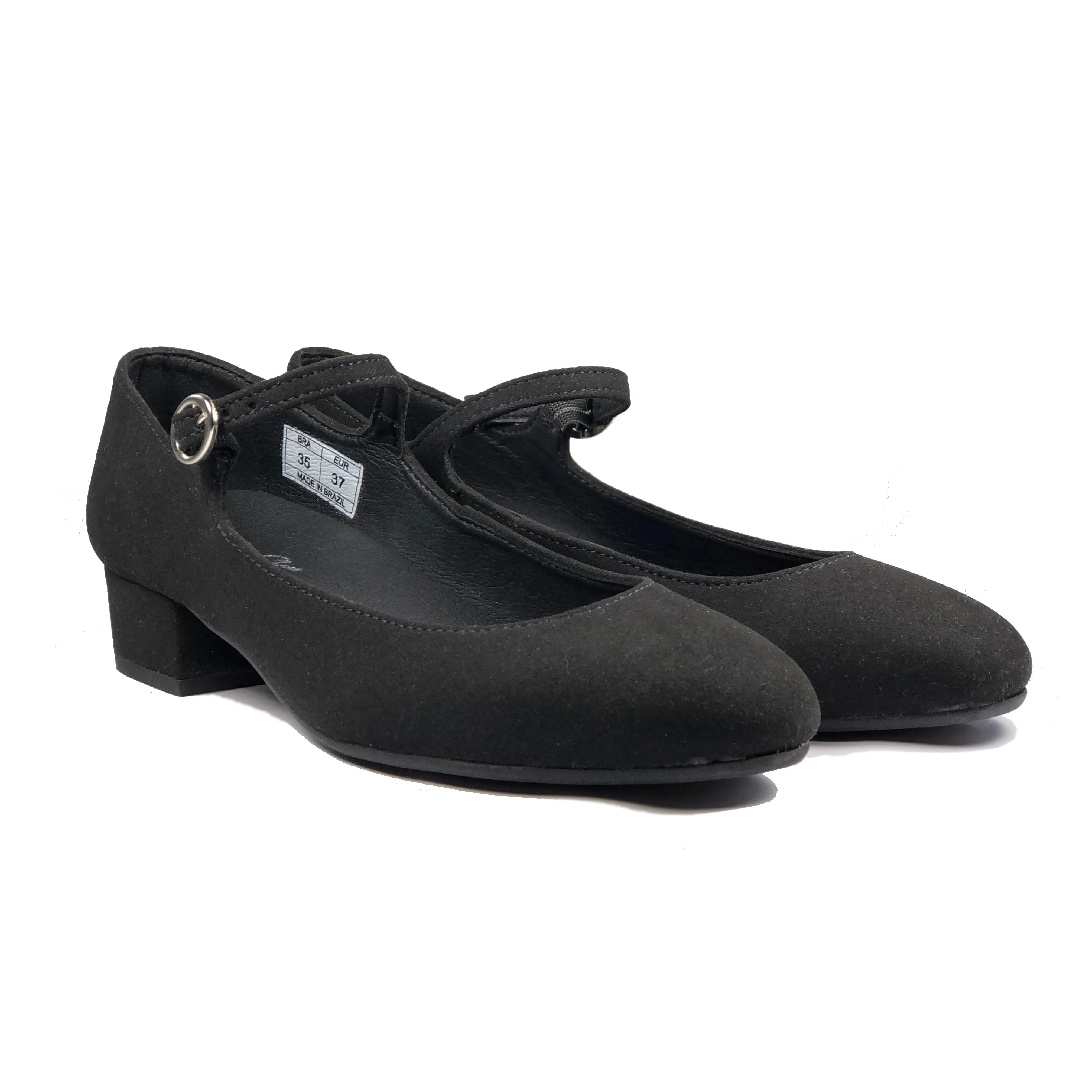 'Gracie' Mary-Jane vegan Low-Heels by Zette Shoes - Black Suede Mary Jane Shoes Style