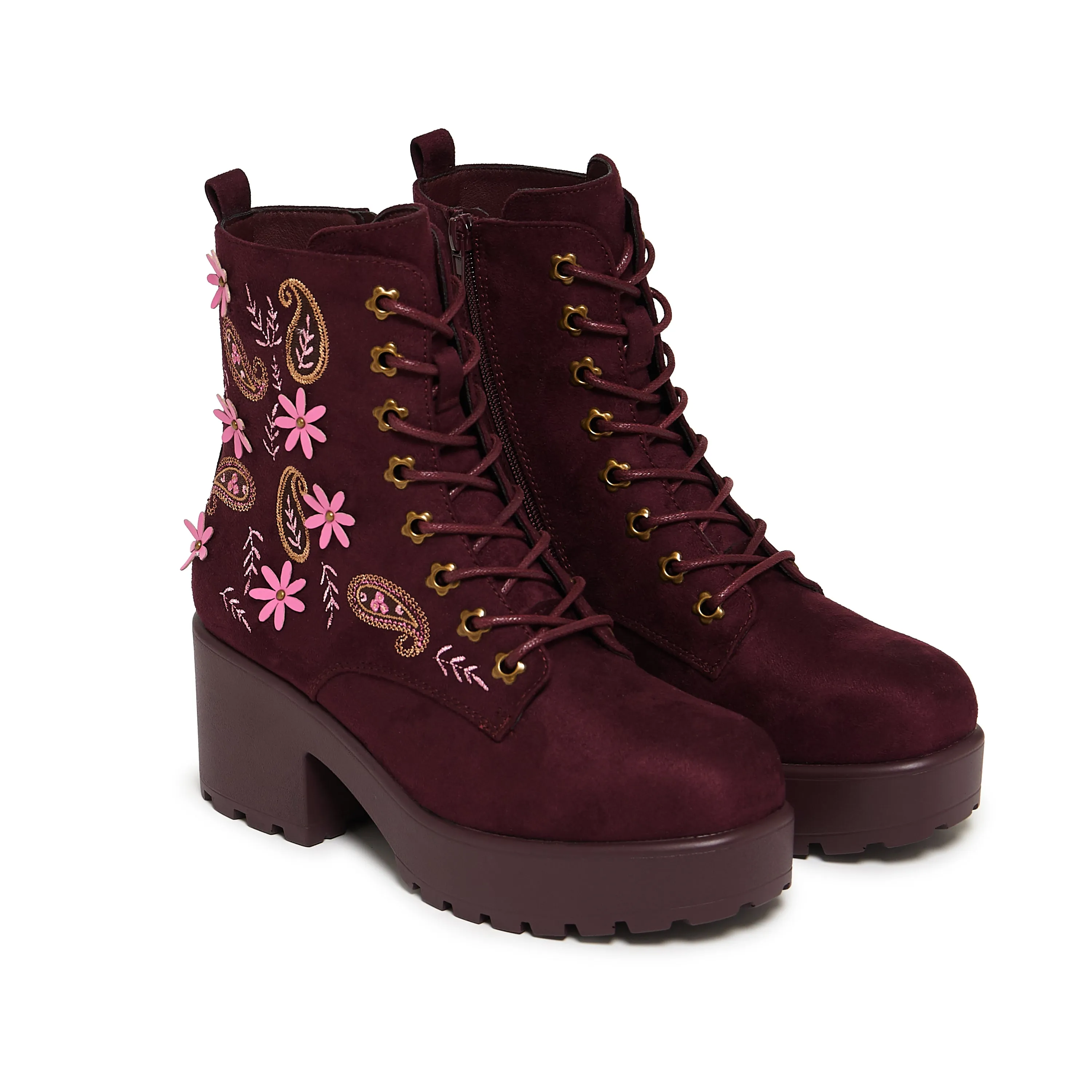 Office Ankle Boots Moonlit Ember Suede Lace Up Boots- Brown