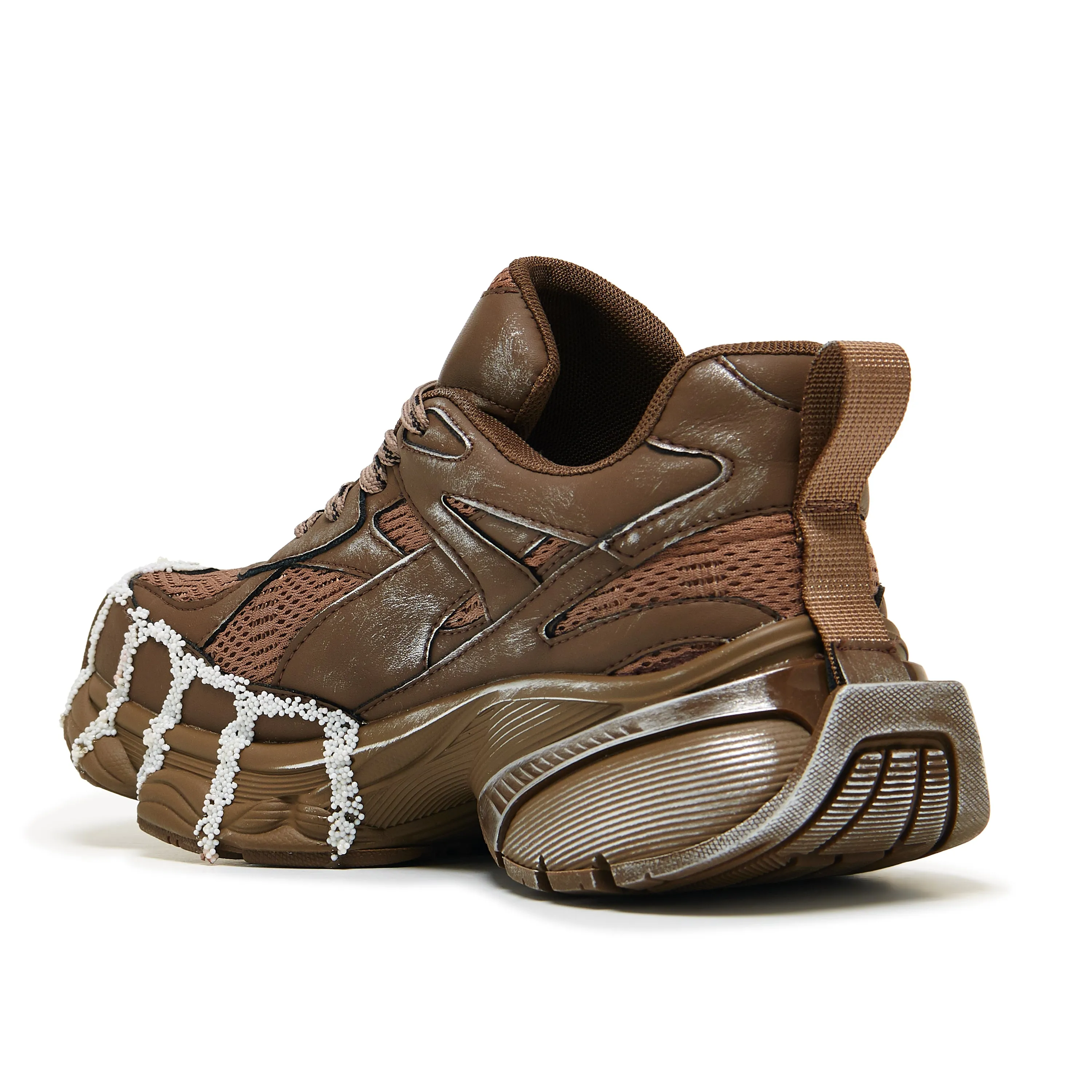 Active Mary Jane Shoe For Comfort Forest Lines Mega Chunky Trainers- Brown