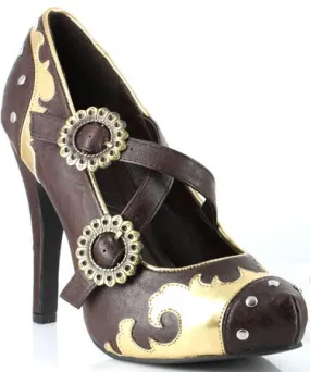 Caged High Heels 4" Heel Mary Jane Styled Pump (ES420-Steel)