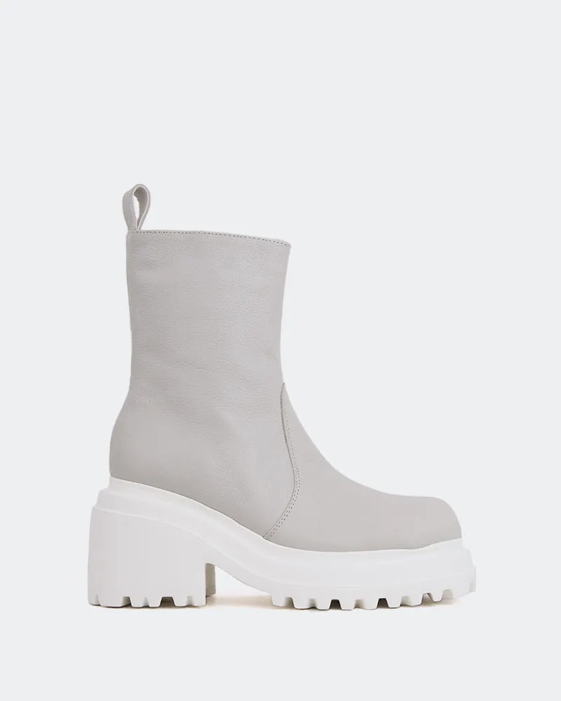 Black Flat Ankle Boots Ike Off White Leather