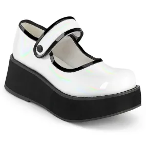 SPRITE-01 WHITE HOLO PATENT New Look Mary Jane Court Shoes