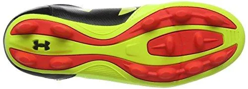 Boys Ua Spotlight Dl FgR Jr. Soccer Cleats High/Vis Yellow/Rocket Red/Black 4 Soccer Cleats On Grass
