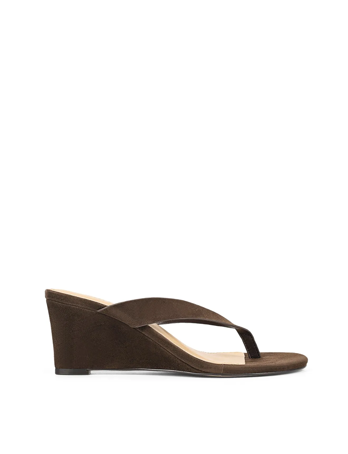 Charlize Thong Wedges - Chocolate Brown Suede Pretty Feet And Heels